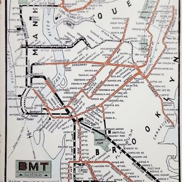 1925 NYC MTA Subway Lines Map Metal Print Sign 8"x12" + Bonus Current Paper Map - Picture 5 of 8